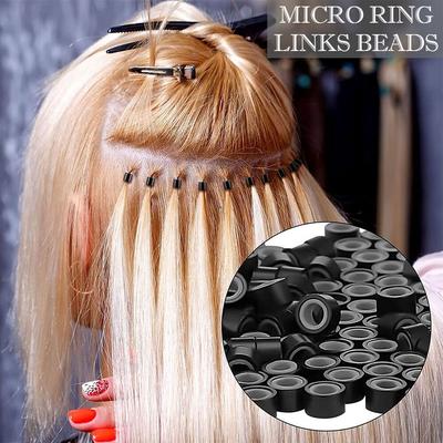 Loop de cabelo 5.0mm, ferramentas de salão de cabeleireiro, nano anel micro links, contas forradas de silicone, contas de cabelo