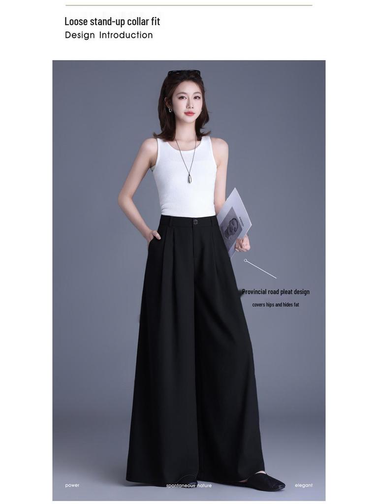 Spring Arrival High-Waisted Wide-Leg Bell Bottoms - Fashionable, Slimming, and Floor-Length