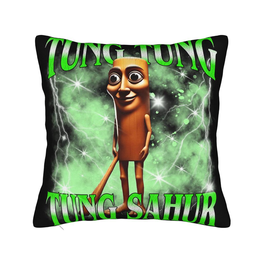 Pillow Cover Tung Tung Tung Sahur Bootleg Brainrot Italian Brainrot Meme Trendy Pillow Case For Living Room Chair Pillowcases