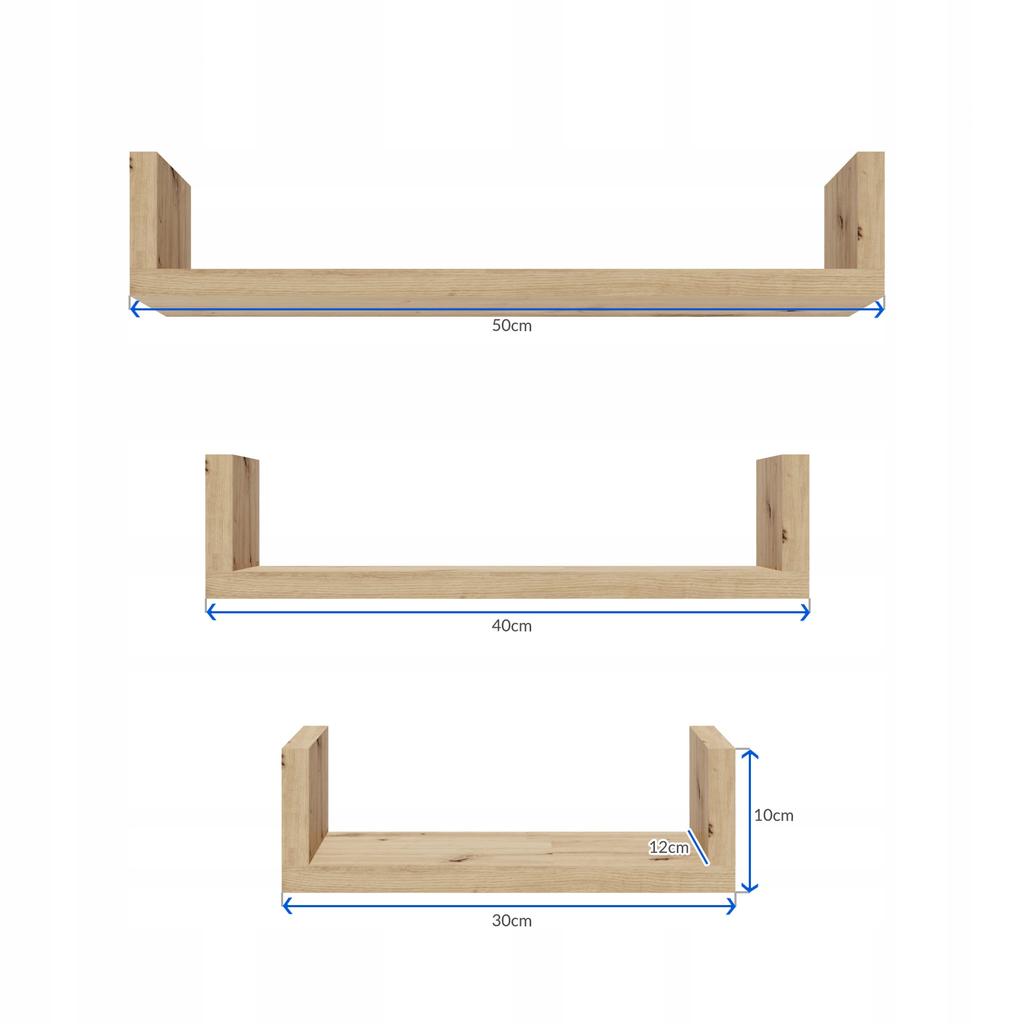 Ex3 Small Hanging Shelf, Artisan Oak, Set Of 3 Shelves