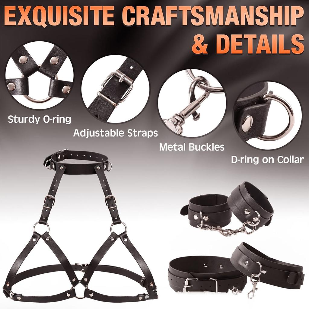 Sex Restraints Strap SM Bondage Gear Sex Toys Leather  Body Chest Harness Handcuffs Leg Cuffs Adults Bondage Sex Accessories