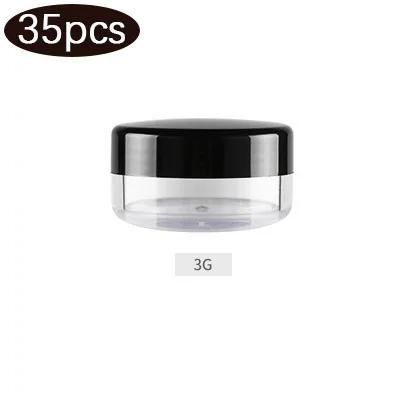 3/5/10/15/20g Cosmetic Jars 20/35pcs Black Small Plastic Makeup Pot Jar Pink Refillable Transparent Sample Bottles for Lip Blam