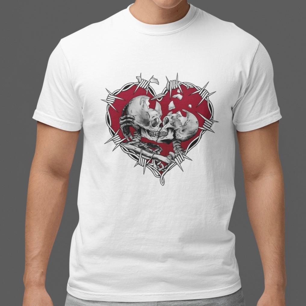 Valentines Day Gothic Skull Heart T Shirt Dark Love Punk Graphic Couple Tee S разноцветный