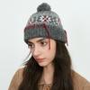 Dimanaf 2025 Winter Autumn Women Fashion Hat Floral Thick Knitted Hat New Lady Warm Thick Grey