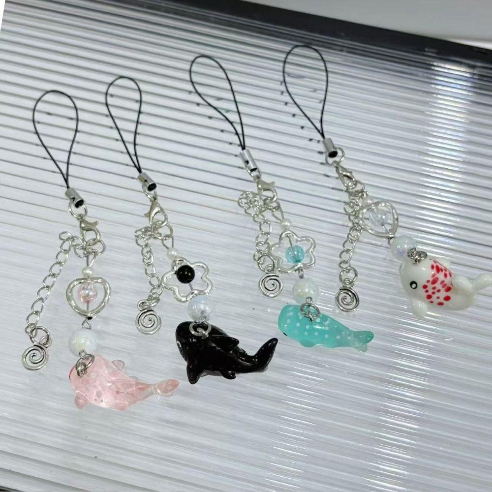 Marine Animal Phone Chain Beaded Phone Lanyard Sweet Girl Cellphone Strap Bag Keychain