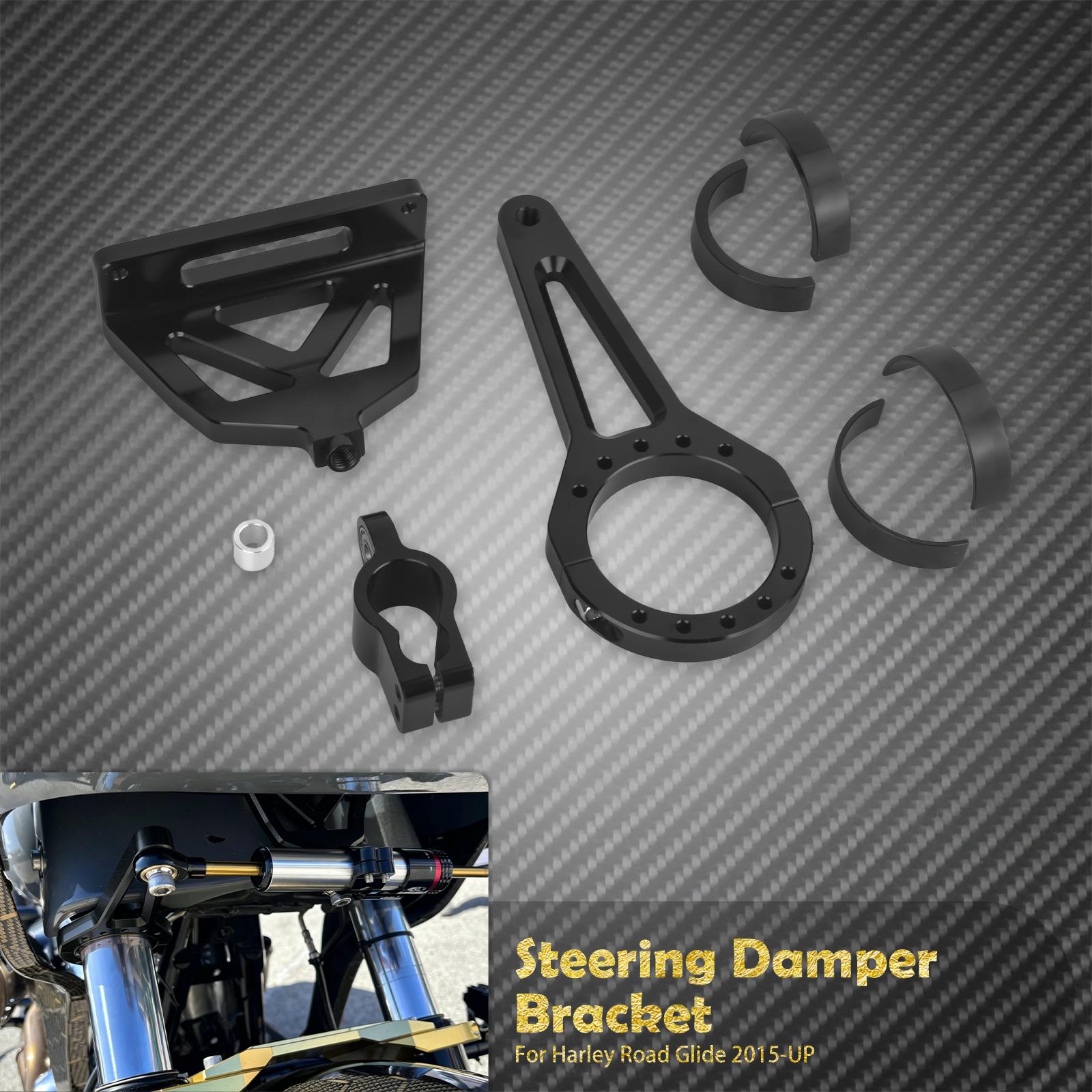 Motorcycle Steering Damper Bracket Shock Absorber Kit For Harley Road Glide 15-UP W/ Front Forks 54mm/58mm/49mm Suspension Parts Damper Bracket