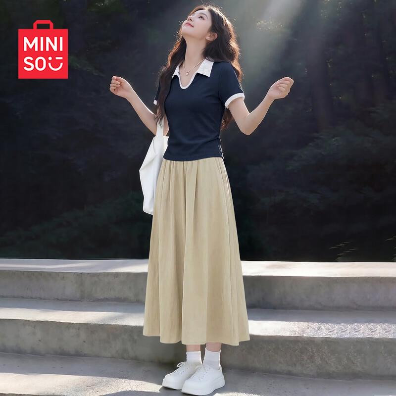 

MINISO Women s Polo Short Sleeve Top & Skirt-Pants Set L