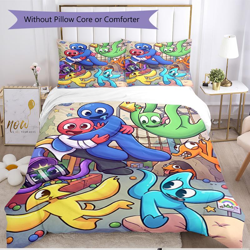3pcs Duvet Cover Set (1*Duvet Cover + 2*Pillowcase, Without Core), Game Rainbow Friends Print Soft All‑Season Bedding Set, Home Bedroom Decor Gift