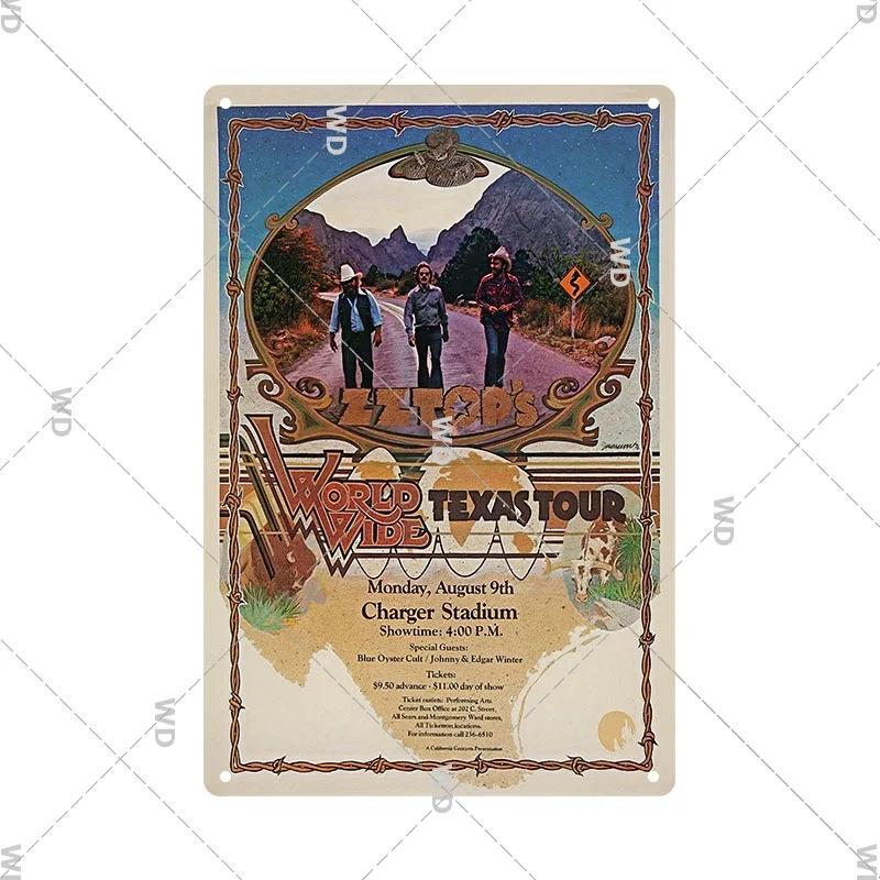 Tin Sign ZZ TOP Rock N Roll Poster Decorative Plaque Metal Signs Retro Vintagge Wall Plate For Home Club Pub Gift Wall Decor