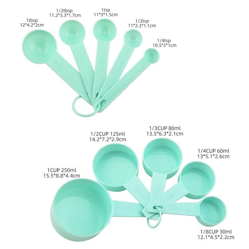 10Pcs/Set Plastic Measuring Tools Stackable Measuring Spoons Teaspoon Sugar Scoop Cake Baking Flour Measuring Cups