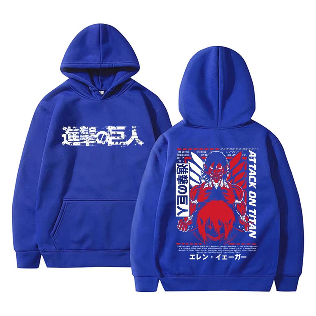 Hot Anime Attack On Titan Eren Jaeger Hoodie Men Women Manga Oversized Pullover Hoodies Men's Casual Vintage Hooded Sweatshirt