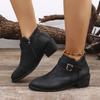 2025 Winter Large New Coarse Heel Short Boots Zipper Fashionable and Comfortable Short Boots High Quality Women's Boots