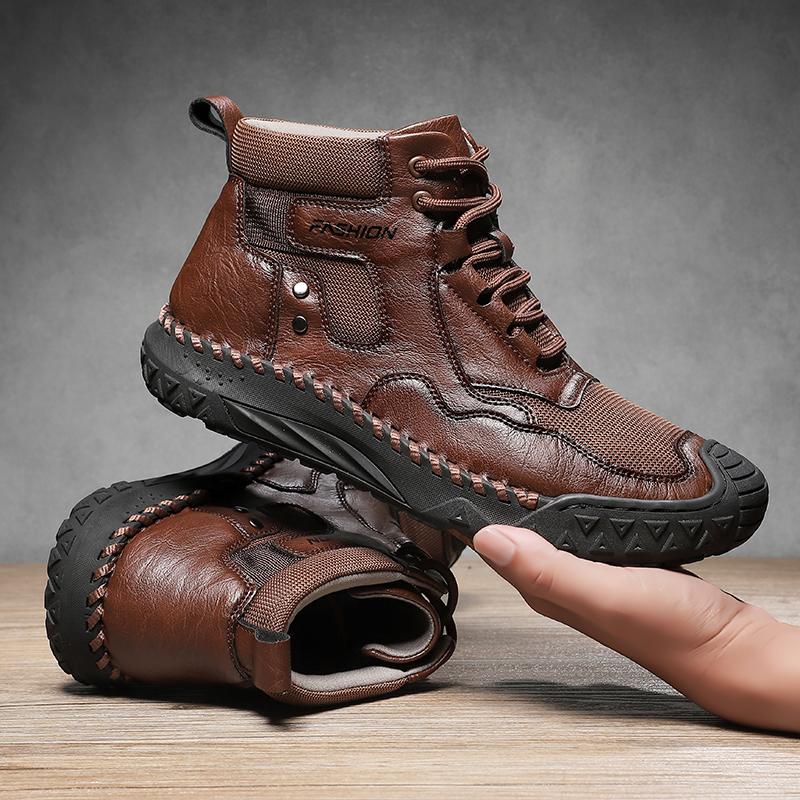 

Fashion Outdoor Men s Boots Leather Low Top Casual Shoes Climbing Hiking Shoes Warm Winter Boots for Men High Quality Platform Snow Boot 48 темно-коричневого