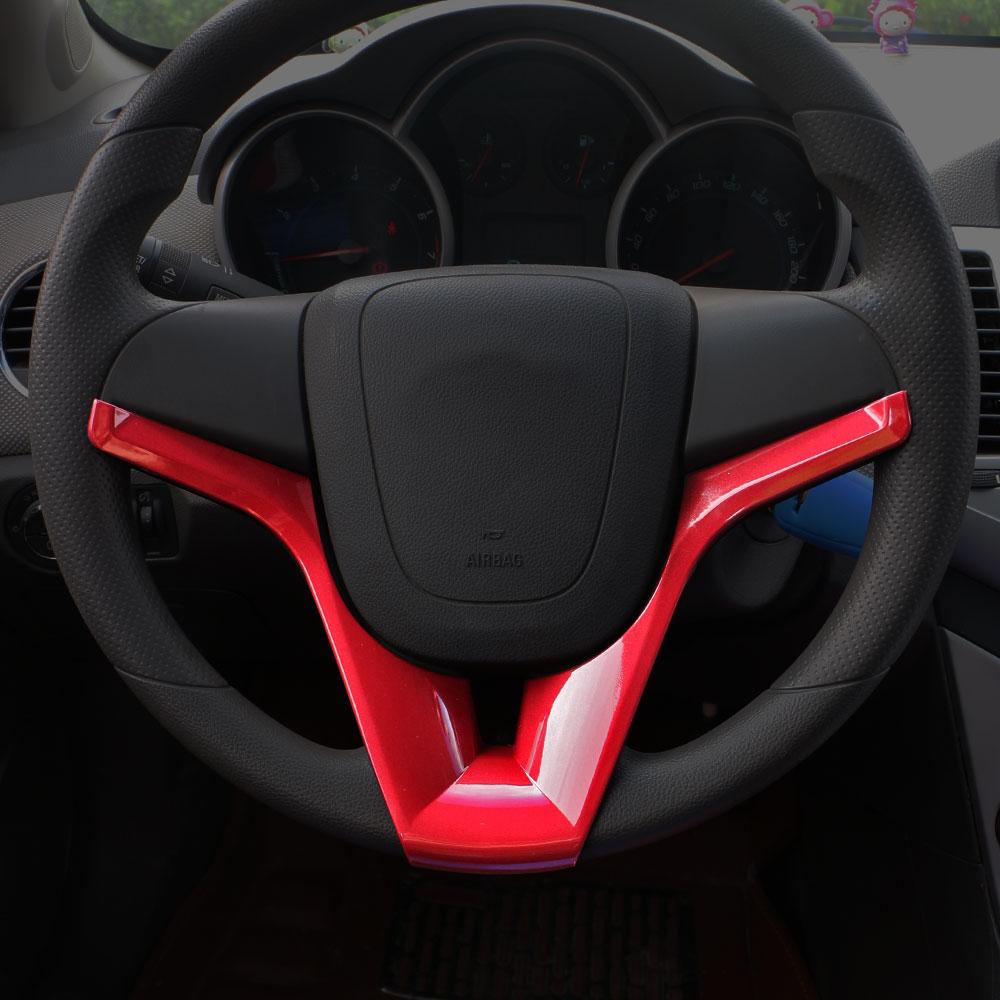 

ABS панель рулевого колеса с блестками накладка наклейка для Chevrolet Cruze 2009-2012 2013 2014 2015 седан хэтчбек красный