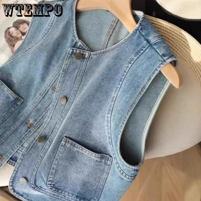 Cowboy Vest for Spring and Summer Loose Fitting Short Sleeveless Casual Vest for Autumn