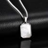 Stainless Steel Rectangle Natural Stone Pendant Necklaces, Minimalist Dainty Chain Necklace, Luxury Fashion Jewelry For Men Gift