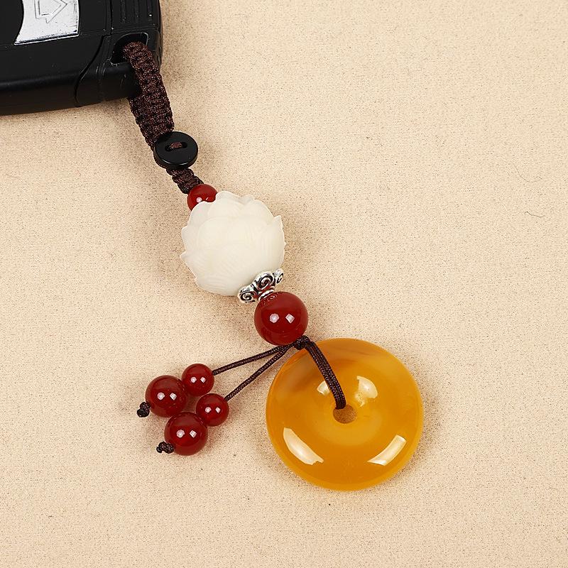 Bodhi Lotus Agate Peace Buckle Keychain Pendant
