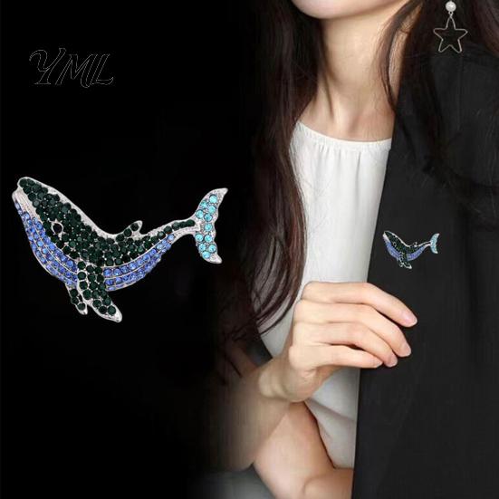 Bag Decoration Pin Women Rhinestone Whale Brooch, Sea Animal Decorative Badge Shape Brooch Pin, Sweater Cardigan Coat Dress Jewelry Accessories Luxury