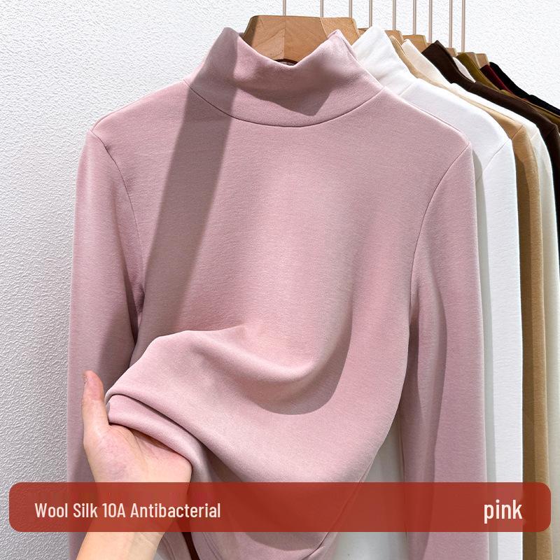 Women's 2025 Warm High-Neck Base Layer Top, Thickened Silk with Lambswool Lining