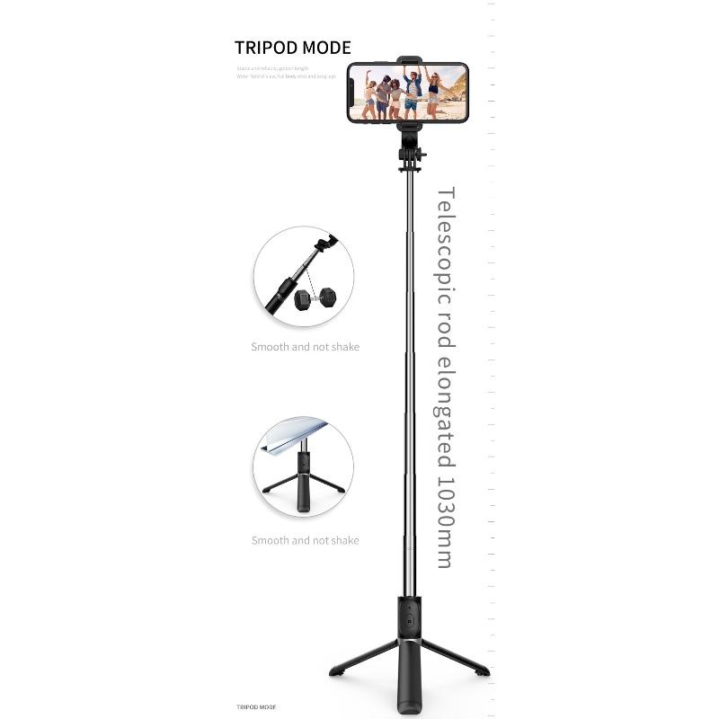 40 Inch Mobile Phone Selfie Stick Tripod, Retractable Selfie Stick All-in-one Smartphone Tripod with Wireless Remote Control 360° Rotation