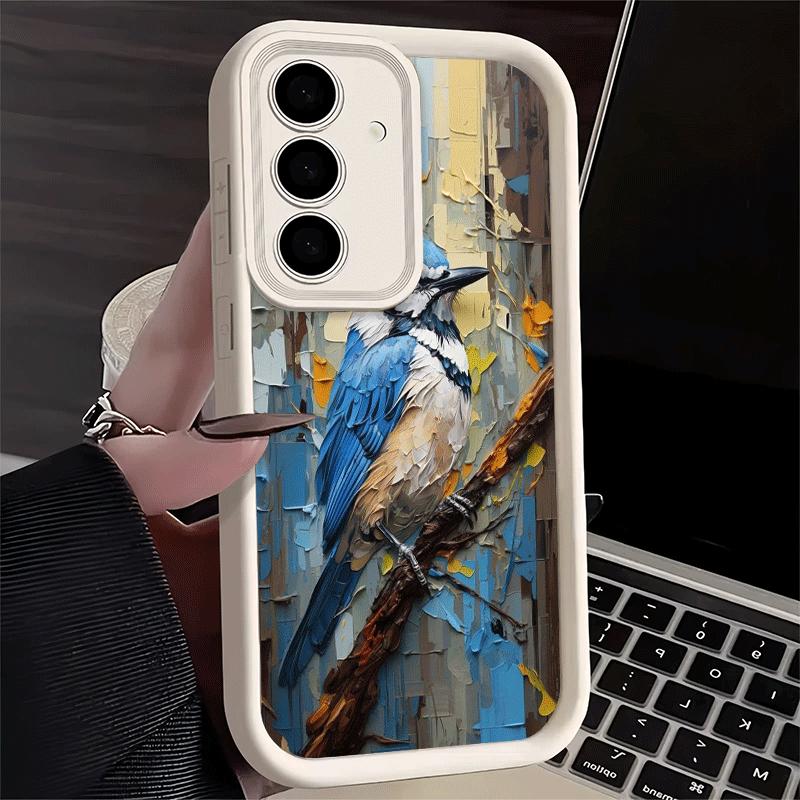 Phone Case for Samsung Galaxy S26 S25 Ultra S24 FE Bird Oil Painting Style Shell S23 Plus S22 + S21 S20 5G Soft Silicone Funda
