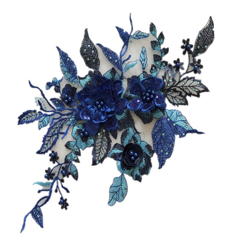Three-Dimensional Sequins Flower Beads Mesh Yarn Embroidery Cloth Sticker Patch Hole Clothes Decoration Accessories Handmade Diy