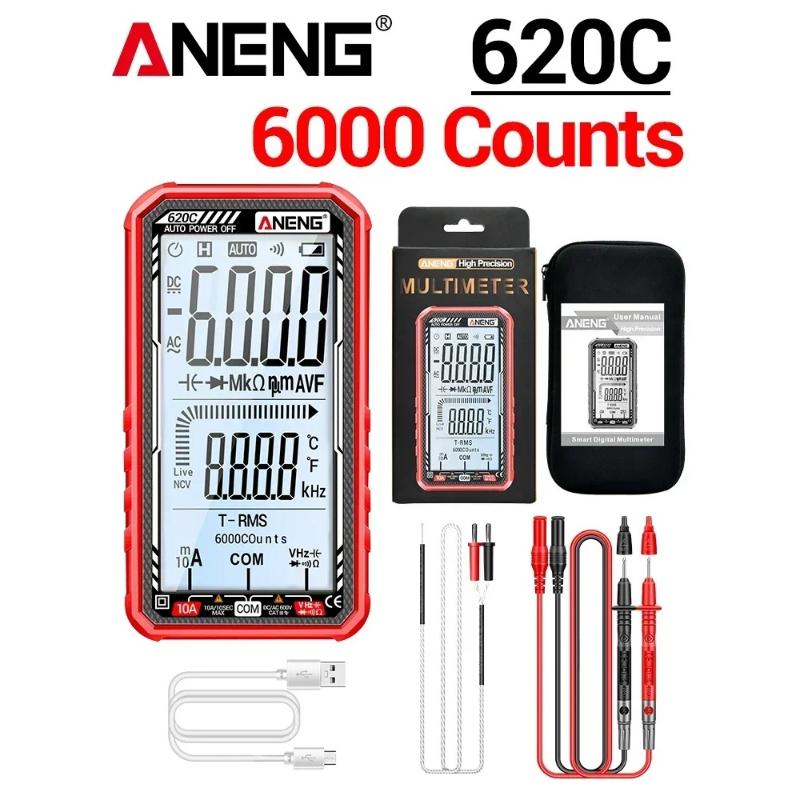 Multifunctional ANENG 620C Rechargable Digital Multimeter Professional Non-contact Voltage Induction AC/DC Voltage Meter LCD Screen Current Test Tools