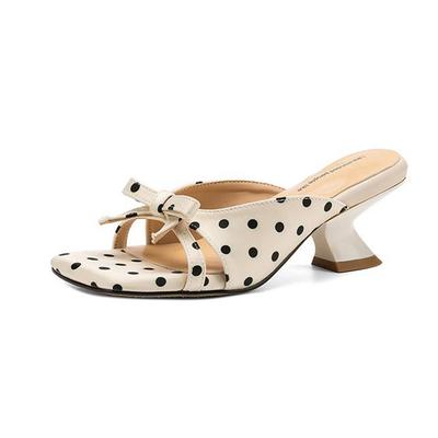 Microfiber Mules Strange High Heels Polka Dot Style Spring Summer Size 43 Size 42 Women Sandals