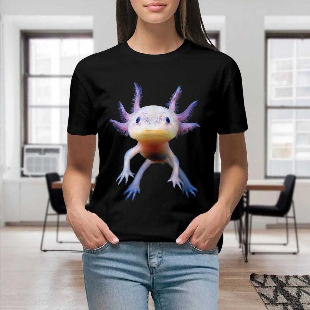Axolotl Mexican Walking Fish Cute Amphibian Axolotl T Shirt Graphic Shirt Casual Short Sleeved Female Tee TShirt Size S