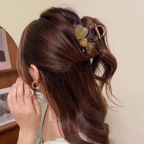 Haarkralle Klare Gelee-Textur Doppelherz-Design Mittlere Größe Haarspange Stabil