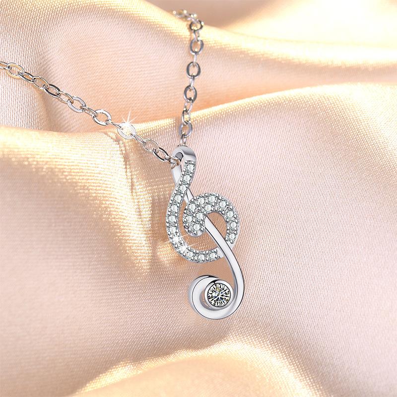 925 Sterling Silver Moon Necklace Pendant Zircon For Women Fashion Exquisite Student Girlfriend Jewelry Accessories Heart GiftGood Product