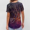 Women's Fashion V-neck Short-sleeved Work Uniform With Pockets, Halloween Print Top