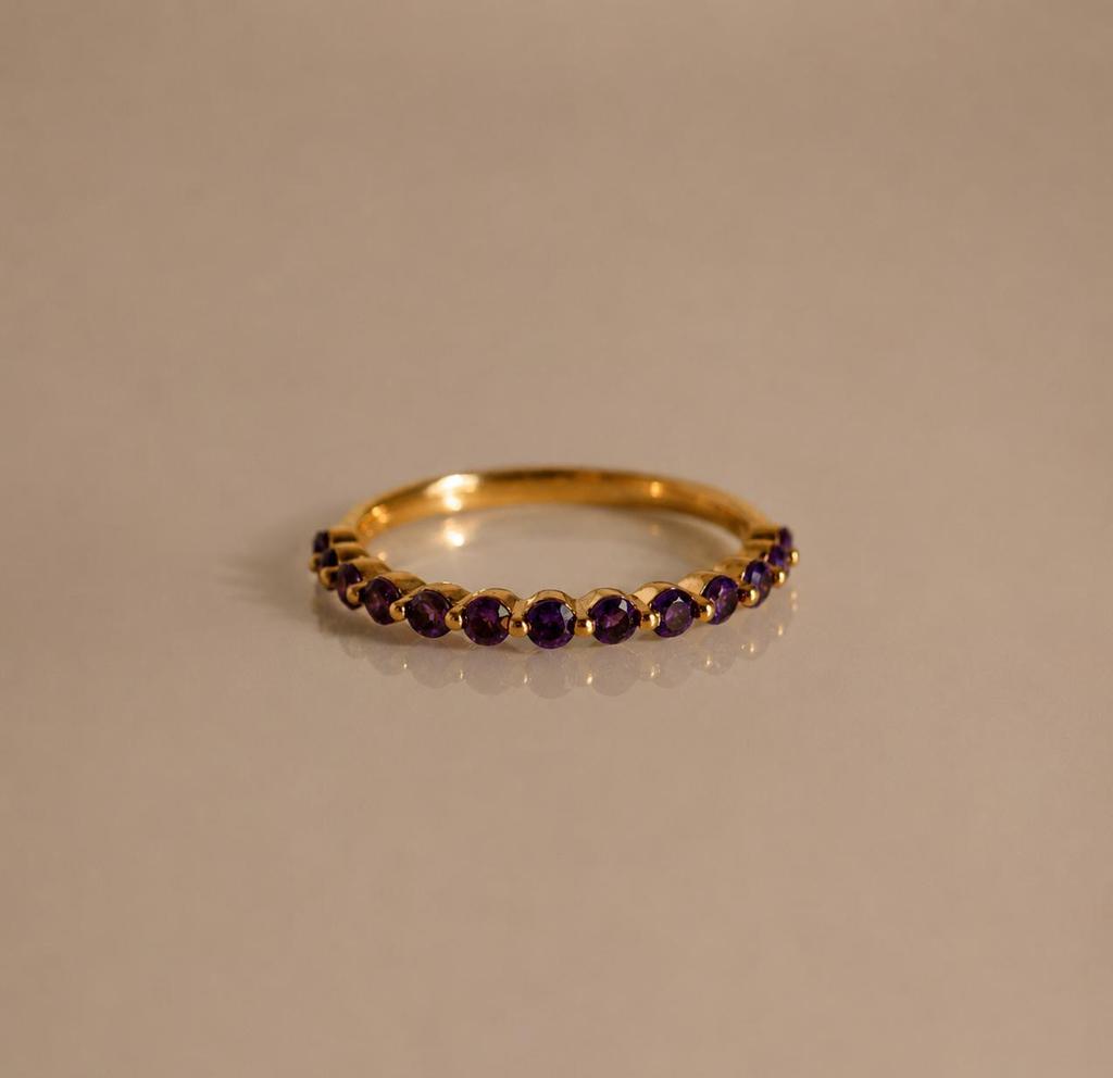 Dainty Birthstone Stack Ring Luxury Everyday Jewelry Gold Plated Gift For Women