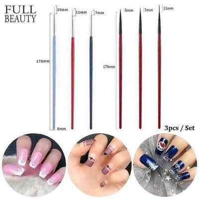 3 pz/set 5/7/11/15mm Nail Art Liner Painting Brush Pennello per disegno a strisce sottili Penna per unghie fai da te UV Gel Tips French Design Manicure Tool