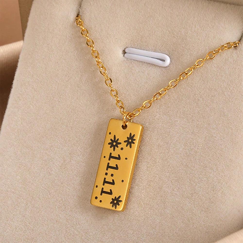 Elegant Angel Number 1111 Pendant Necklace Women Exquisite Gold Color Stainless Steel Waterproof Charm Lucky Jewelry Birthday