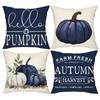 4pcs, Fall Blue Pumpkin Throw Pillow Covers, Hello Pumpkin Autumn Harvest Home Decor Cushion Covers, 18in*18in, Rustic Styel Farmhouse Thankful Decor