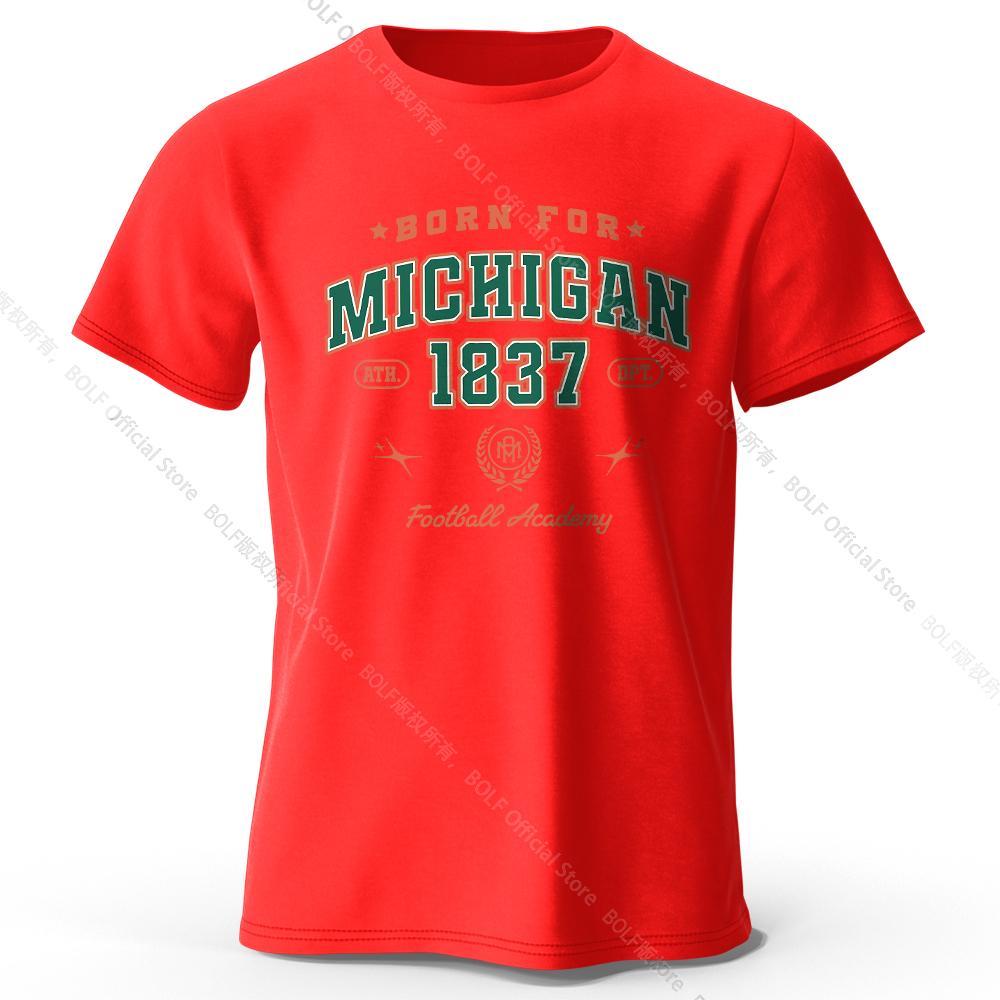 Men's Born for Michigan Printed T-Shirt 100% Cotton Oversized State Pride Graphic Tees for Women Summer Tops Streetwear