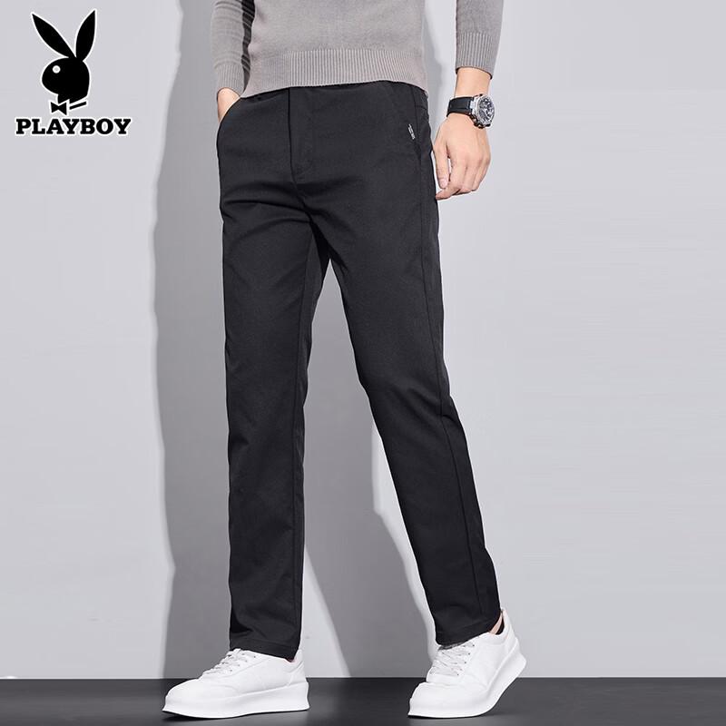 PLAYBOY Men s Premium Ice Silk Straight-Fit Casual Pants 34