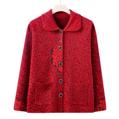 Old and Middle-aged Women's Spring and Autumn Women's Coat Mother Installed New National Style Retro Coat Grandma Autumn Sweater Cardigan