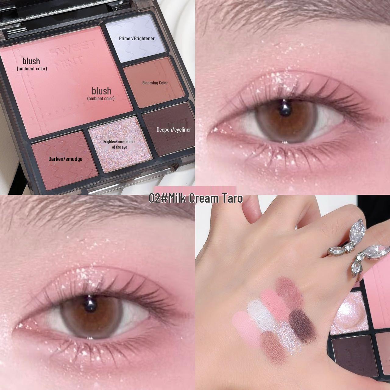 SWEET MINT Earth Tones: All-in-One Gradient Eyeshadow, Matte Highlight, Contour & Blush Palette