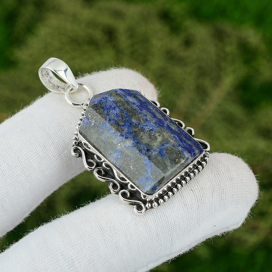 

Trillion Lapis Lazuli Gemstone Sterling Silver Wedding Trendy September Pendant