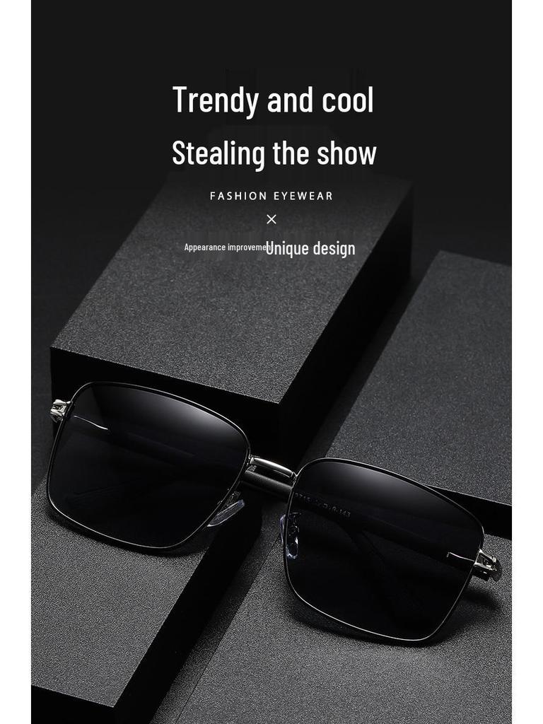 Men's Polarized Square Metal Frame Sunglasses UV Protection