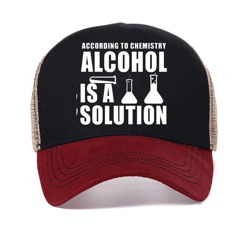 

Funny Chemistry Nerd Science Alcohol Solution male baseball cap Casual Fashion Summer Teacher Gifts caps summer snapback hat Adjustable красный