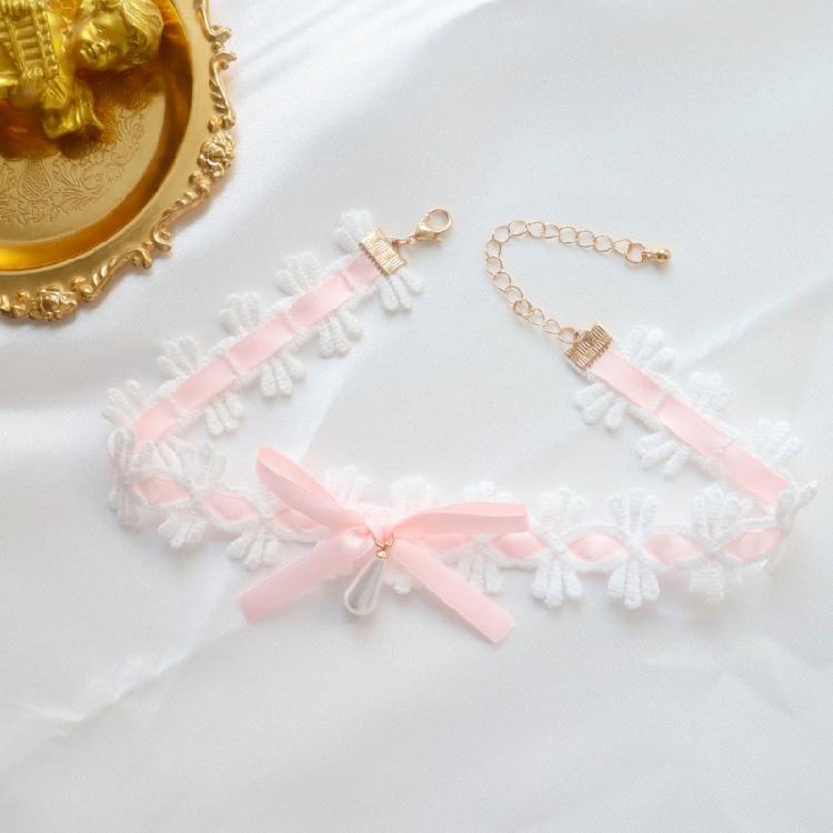 Bowknot Lace Collar Maid Choker Lace Alloy Material Perfect Gift for Cosplayer