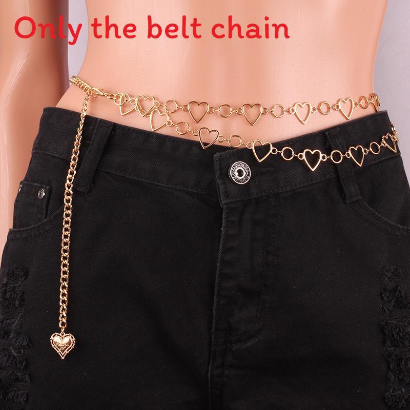 Love Heart Waist Chain For Women Alloy Double Layer Hollow Heart Dress Accessory