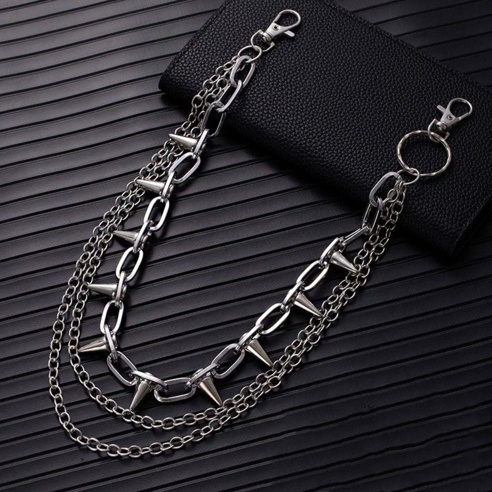 Zinc Zinc Zinc Alloy Rivet Studded Pants Chain Double-layer Punk Belt Chain Goth Bag Chain Jeans Accessories