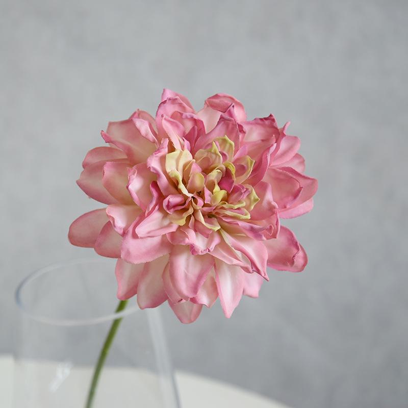 Elegant Artificial Dahlia: Minimalist Home & Bar Decor with Burnt Edges