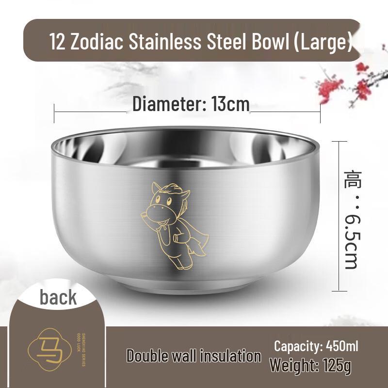 Yipan Thickened Stainless Steel Anti-Scald Zodiac Soup Bowl