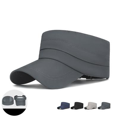 Spring Summer Cap Men Quick-Drying Flat Cap Solid Color Outdoor Removable Hat Top Sports Sunshade Sunscreen Empty Cap