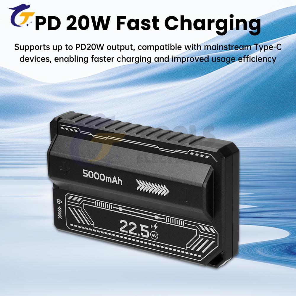 1-Piece Solder-Free 21700 Power Bank Case PD 20W Fast Charging with Built-in Cable Detachable DIY Battery Case-no Battery